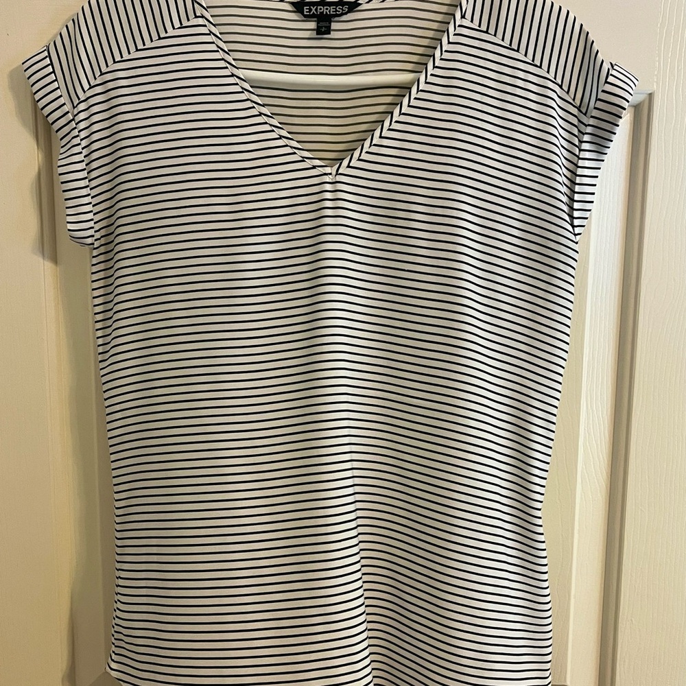 Express Women's Top with Black and White Stripes